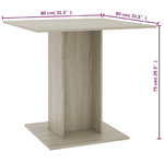 vidaXL Tavolo da Pranzo Rovere Sonoma 80x80x75 cm in Truciolato