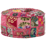 vidaXL Pouf Patchwork Rotondo Fatto a Mano in Cotone 40x20 cm Rosa