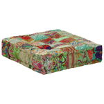 vidaXL Pouf Patchwork in Cotone Fatto a Mano Quadrato 50x50x12cm Verde