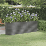 vidaXL Letto Giardino Acciaio Verniciato a Polvere 224x40x68 cm Grigio