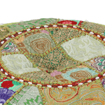 vidaXL Pouf Patchwork Rotondo Fatto a Mano in Cotone 40x20 cm Verde