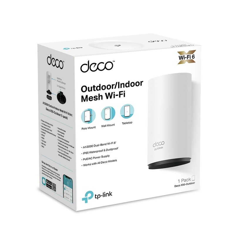 TP-Link-DECOX50OUTDOOR1P-sistema-Wi-Fi-Mesh-Dual-band--2.4-GHz-5-GHz--Wi-Fi-6--802.11ax--Bianco-1-Interno--TP-LINK--DECO