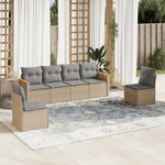 vidaXL Set Divano da Giardino 6 pz con Cuscini Beige in Polyrattan