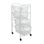 Metaltex Carrello da cucina Miami con 4 Ceste in plastica bianco