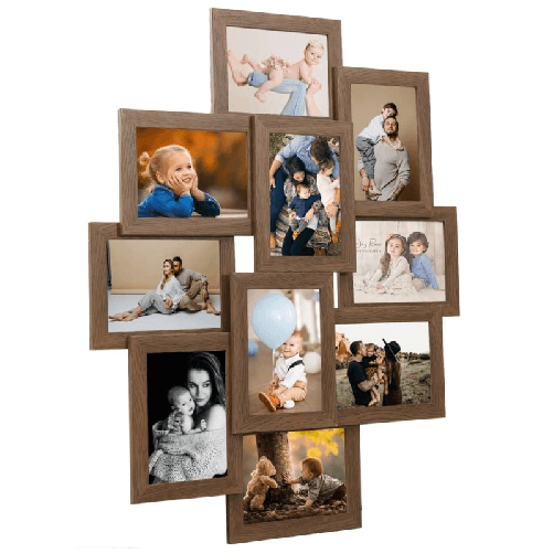 vidaXL Cornice per Collage 10x(13x18 cm) Foto Marrone Chiaro in MDF