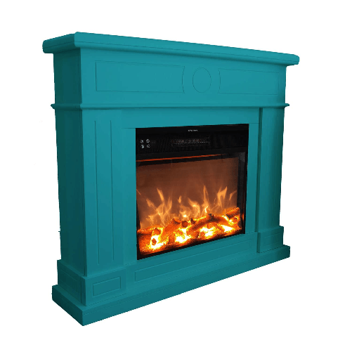 Caminetto-Fuego-Roberta-Turquesa-1500w-a-Parete-Con-Cornice-Telecomando-e-Bruciatore-Turchese