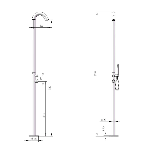 Sined-Alghero-Doccia-Da-Giardino-In-Acciaio-Inox-316l-Con-Miscelatore-e-Doccetta-Nero-Satinato