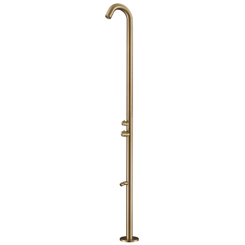 Sined Quartu Doccia Per Esterni In Acciaio 316l Con Soffione e Lavapiedi h 2289 Cm Inox Oro Con Soffione Deviatore e Lavapiedi