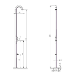 Sined-Quartu-Doccia-Per-Esterni-In-Acciaio-316l-Con-Soffione-e-Lavapiedi-h-2289-Cm-Inox-Oro