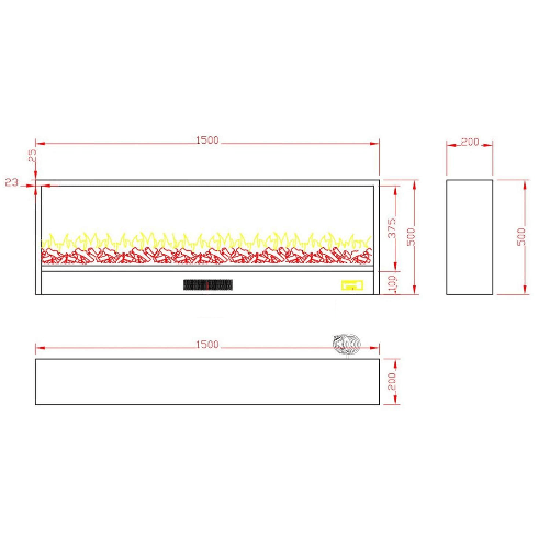 Sined-Caminetto-Vulture-Caminetto-Elettrico-Da-Incasso-Lungo-150-Cm-1500w-Nero