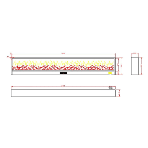 Sined-Caminetto-Etna-Caminetto-Elettrico-Per-Incassare-Da-3-Metri-Con-Potenza-1500w-Nero