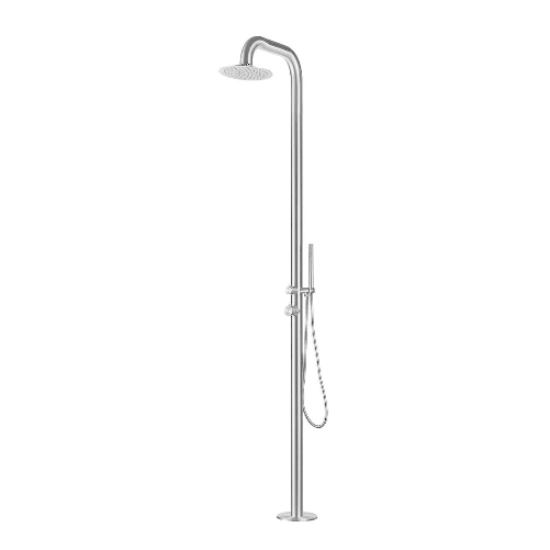 Sined-Pula-Doccia-Da-Giardino-In-Acciaio-316l-Con-Doccino-h-230-Cm-Inox-Satinato