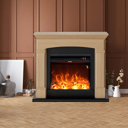 Mpc-Camino-Siena-Camino-Da-Terra-Con-Bruciatore-Da-1500w-Dal-Design-Unico-Con-Telecomando-Rovere