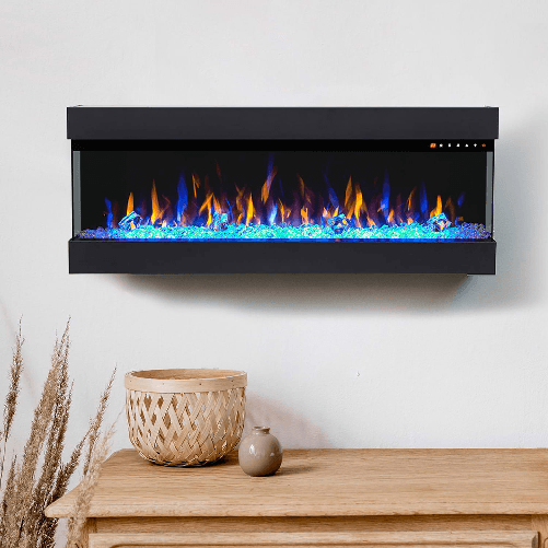 Glow-Fire-Insert-36-Caminetto-Elettrico-Da-Parete-1600w-Con-Telecomando-Nero