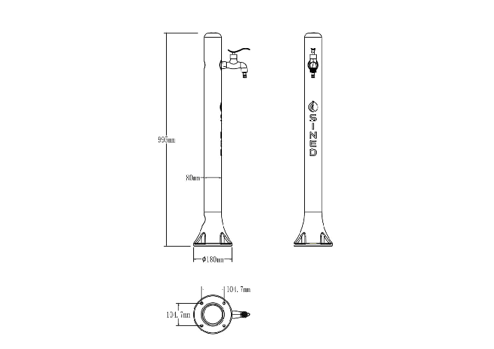 Sined-Acqua-Fontanella-In-Polietilene-Con-Attacco-Laterale-Ideale-Per-Innaffiare-Nera