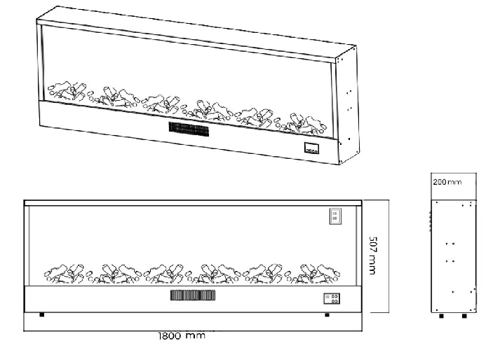 Sined-Caminetto-Amiata-Caminetto-Elettrico-Da-Incasso-e-Appoggio-Da-180-Cm-Con-Potenza-1500w-Nero