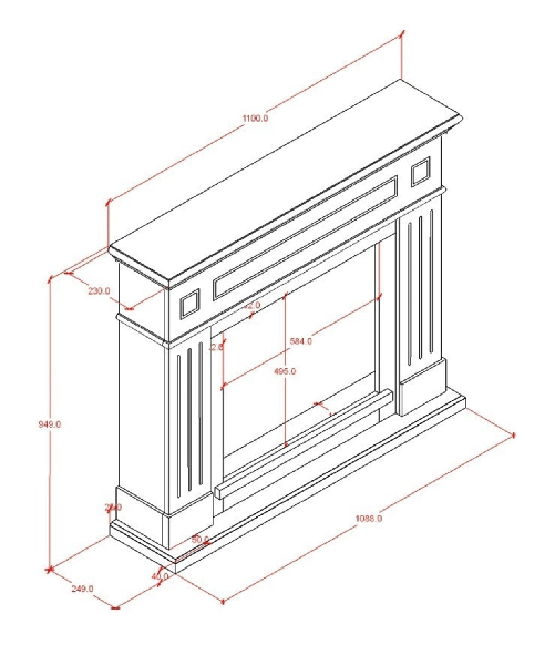 Fuego-Cornice-Caminetto-Carlo-Nera-Per-Inserto-Elettrico-Struttura-In-Legno