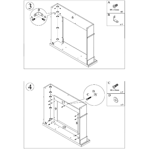 Fuego-Cornice-Caminetto-Carlo-Nera-Per-Inserto-Elettrico-Struttura-In-Legno