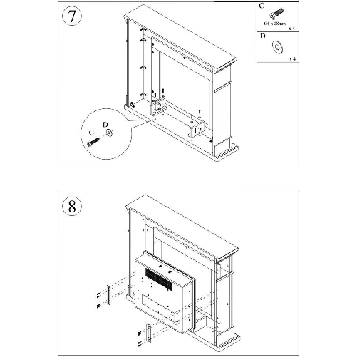 Fuego-Cornice-Caminetto-Carlo-Nera-Per-Inserto-Elettrico-Struttura-In-Legno