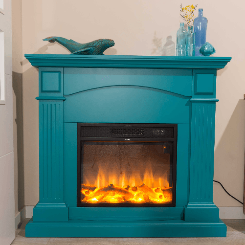 Mpc-Camino-Cetona-Camino-Da-Pavimento-Con-Bruciatore-Da-1500w-Effetto-Fiamma-Led-Turchese