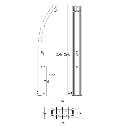 Sined-Ella-Nera-Inox-Doccia-In-Alluminio-Solare-Da-40-l-Nero-Fascia-Inox