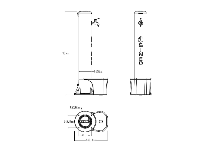 Sined-Tritone-Pro-Fontana-Da-Giardino-Con-Secchiello-e-Tubo-Flessibile-Con-Pistola-Bianco