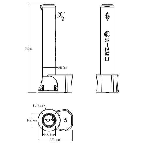 Sined-Tritone-Pro-Fontanella-In-Polietilene-Con-Cestello-e-Tubo-Flessibile-Con-Pistola-Nero