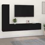 vidaXL Set Mobili Porta TV 4 pz Nero in Legno ingegnerizzato