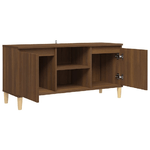 Mobile TV Gambe in Legno Marrone Rovere 103,5x35x50 cm