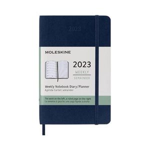 Moleskine Agenda Settimanale 2023 Agenda 12-Mesi Agenda Settimanale Copertina Rigida Formato Tascabile 9x14cm Colore Blu Zaffiro