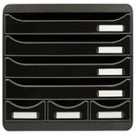 Exacompta-Set-Cassetti-Scrivania-Store-Box-con-7-Cassetti-Nero-Lucido