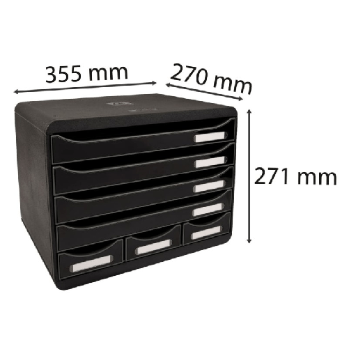 Exacompta-Set-Cassetti-Scrivania-Store-Box-con-7-Cassetti-Nero-Lucido