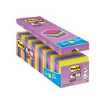 Post-it Confezione 21+3 Value Pack Super Sticky Tradizionale 76x76mm 90 Foglietti Verde-Fucsia-Arancio-Blu