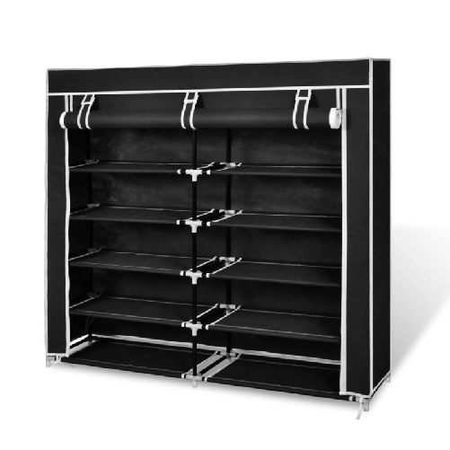 vidaXL-Scarpiera-in-Tessuto-Richiudibile-115-x-28-x-110-cm-Nera
