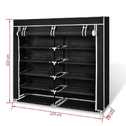 vidaXL-Scarpiera-in-Tessuto-Richiudibile-115-x-28-x-110-cm-Nera