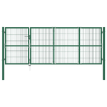 vidaXL Cancello di Recinzione con Paletti 350x120 cm in Acciaio Verde