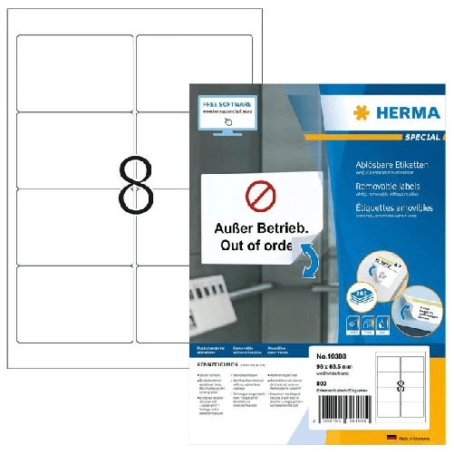 HERMA-10308-etichetta-autoadesiva-Rettangolo-con-angoli-arrotondati-Rimovibile-Bianco-800-pz