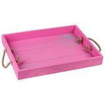 Vassoio Pop con Manici in Corda in Mdf 40X30X5 cm Rosa