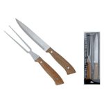 Excellent Houseware Set Coltello e Forchetta per Arrosto con Manico in Legno di Mango