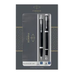 PARKER Gift Set DUO - IM stainless steel sfera + stilografica - punta media - Parker