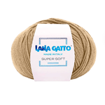 Lana Gatto Gomitolo 100% Pura Lana Vergine Merino Extrafine, Linea Super Soft - Tonalità Marrone