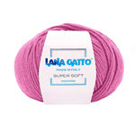 Lana Gatto Gomitolo 100% Pura Lana Vergine Merino Extrafine, Linea Super Soft - Tonalità Rosa e Viola