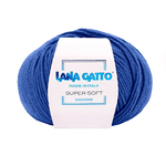 Lana Gatto Gomitolo 100% Pura Lana Vergine Merino Extrafine, Linea Super Soft - Tonalità Blu