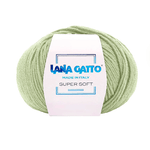 Lana Gatto Gomitolo 100% Pura Lana Vergine Merino Extrafine, Linea Super Soft - Tonalità Verde