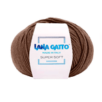 Lana Gatto Gomitolo 100% Pura Lana Vergine Merino Extrafine, Linea Super Soft - Tonalità Marrone