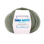 Lana Gatto Gomitolo 100% Pura Lana Vergine Merino Extrafine, Linea Super Soft - Tonalità Verde