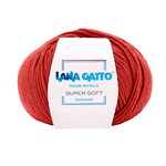 Lana Gatto Gomitolo 100% Pura Lana Vergine Merino Extrafine, Linea Super Soft - Tonalità Rosso