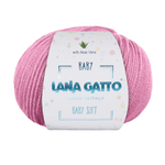 Lana Gatto Gomitolo 100% Pura Lana Vergine Merino Extrafine, Linea Baby Soft con Aloe Vera - Tonalità Rosa