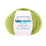 Lana Gatto Gomitolo 100% Pura Lana Vergine Merino Extrafine, Linea Super Soft - Tonalità Verde