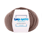 Lana Gatto Gomitolo 100% Pura Lana Vergine Merino Extrafine, Linea Super Soft - Tonalità Marrone